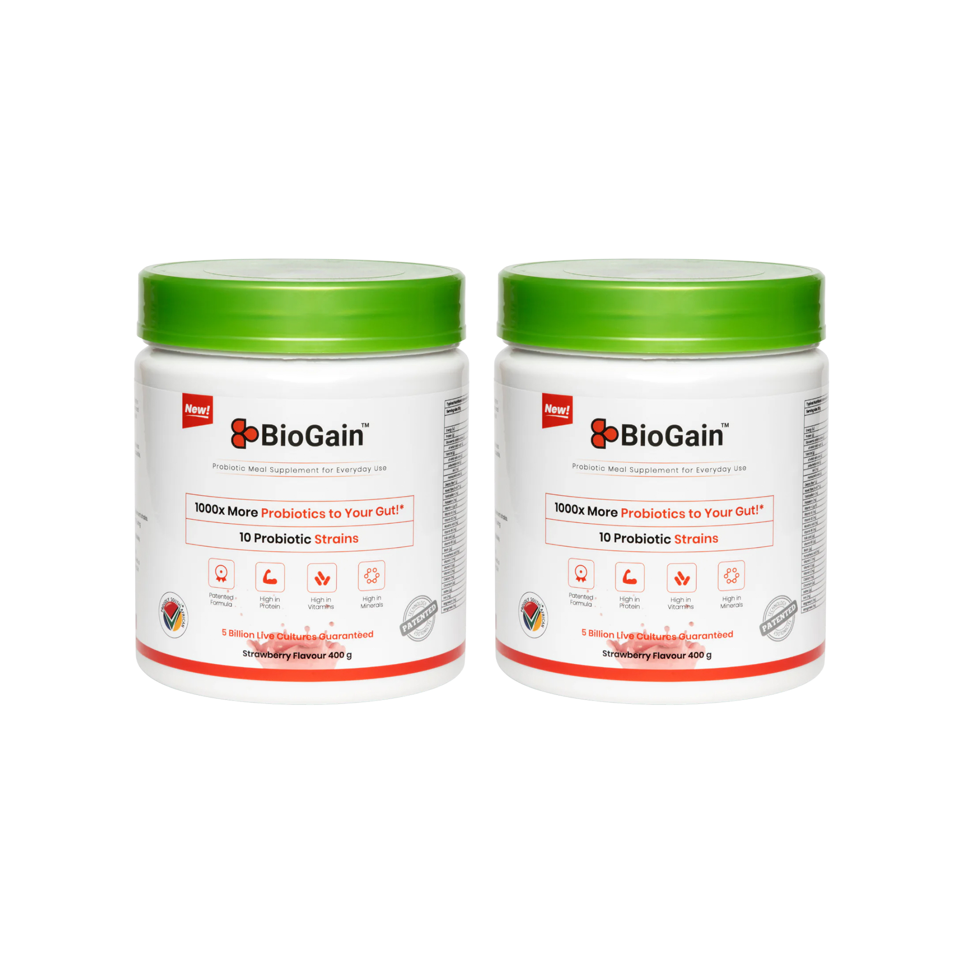 BioGain™ - Probiotics Meal 400g jars with advanced probiotic delivery for recovery support.